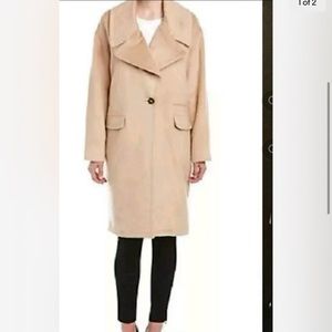 Badgley Mischka Womens Verona Wool blend Coat sz L Nude Camel NEW